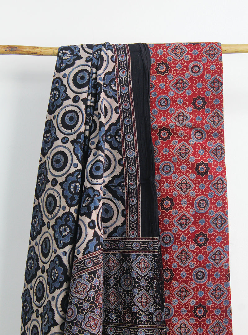 Cotton Ajrakh Printed Three Piece Suit Set