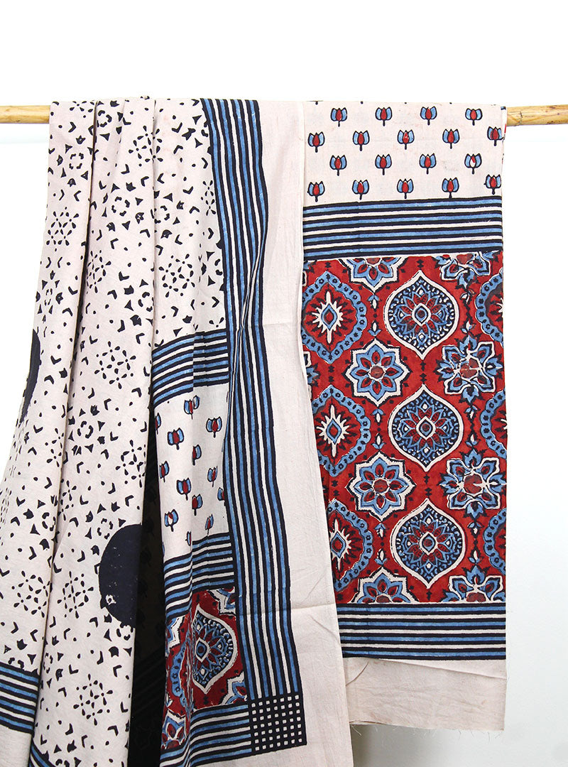 Cotton Ajrakh Printed Three Piece Suit Set