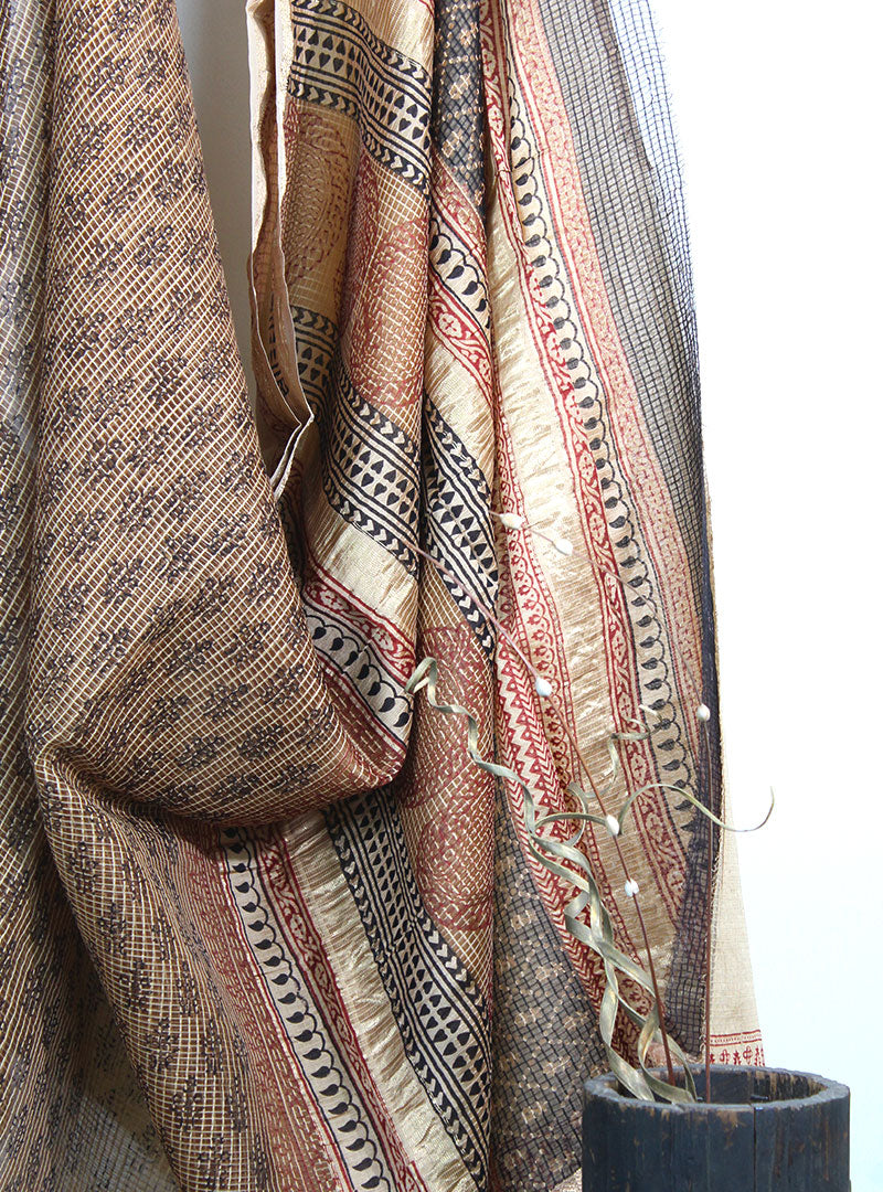 Cotton Silk Textured Bagh Print Sari