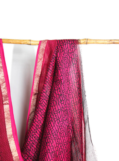 Cotton Silk Textured Bagh Print Sari