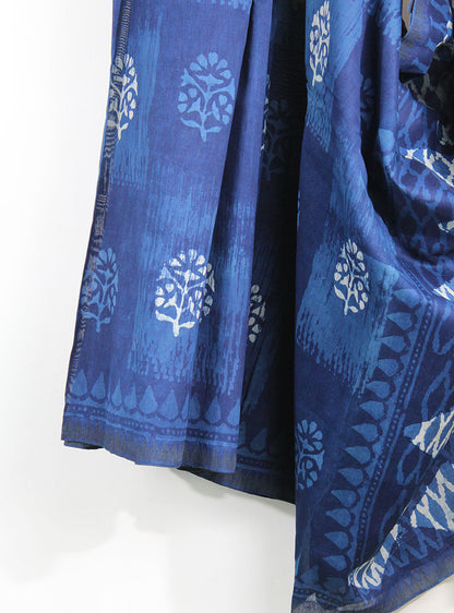 Cotton Silk Bagru Print Sari