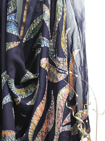 Cotton Silk Batik Print Sari