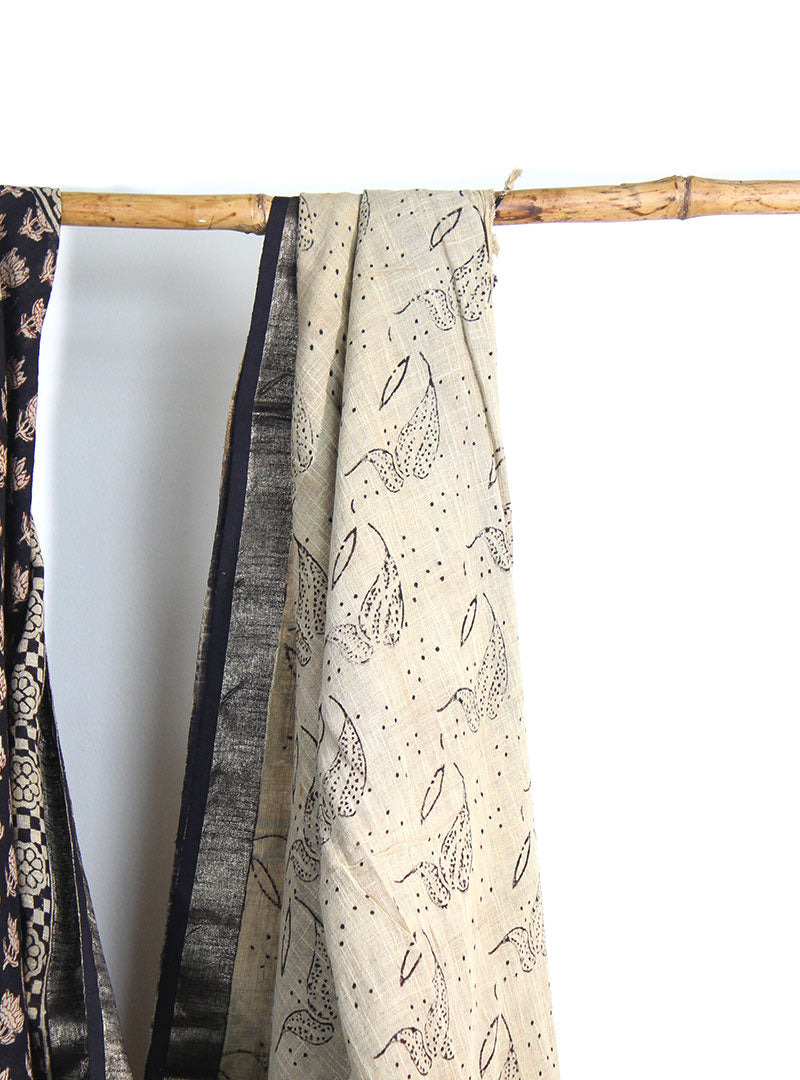 Linen Bagru Print Sari
