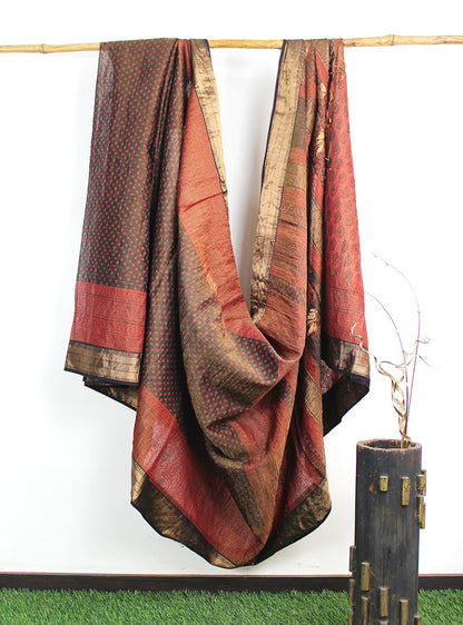 Cotton Silk Zari Bagh Print Sari