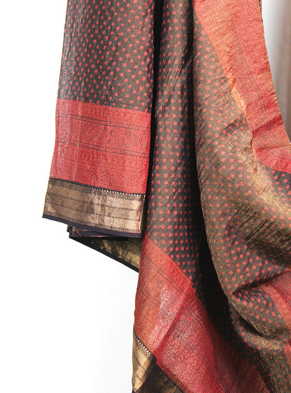 Cotton Silk Zari Bagh Print Sari